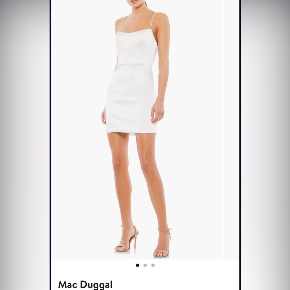 Mac Duggal Crystal Strap Satin Minidress